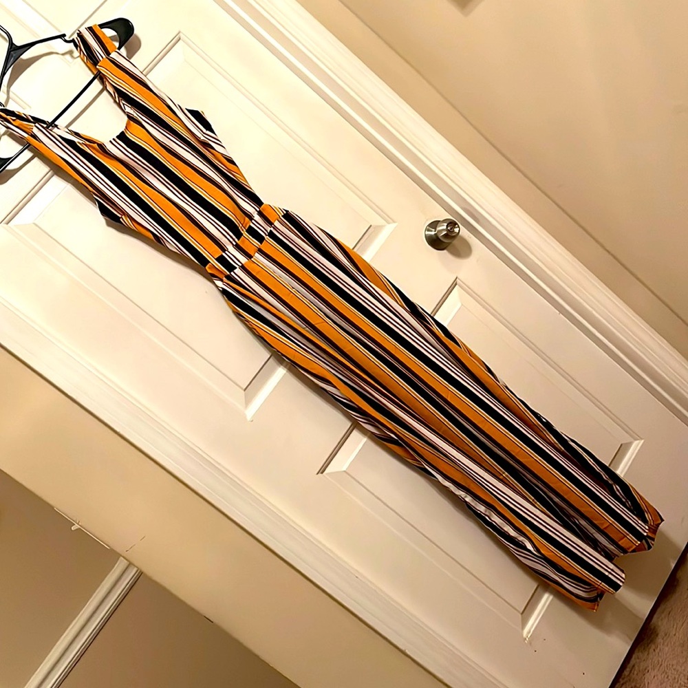 Striped Backless Jumpsuit